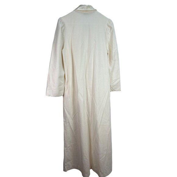 VTG Shadowline Cream Button-Down Robe Housecoat Lace Collar & Pockets Small - Picture 7 of 7